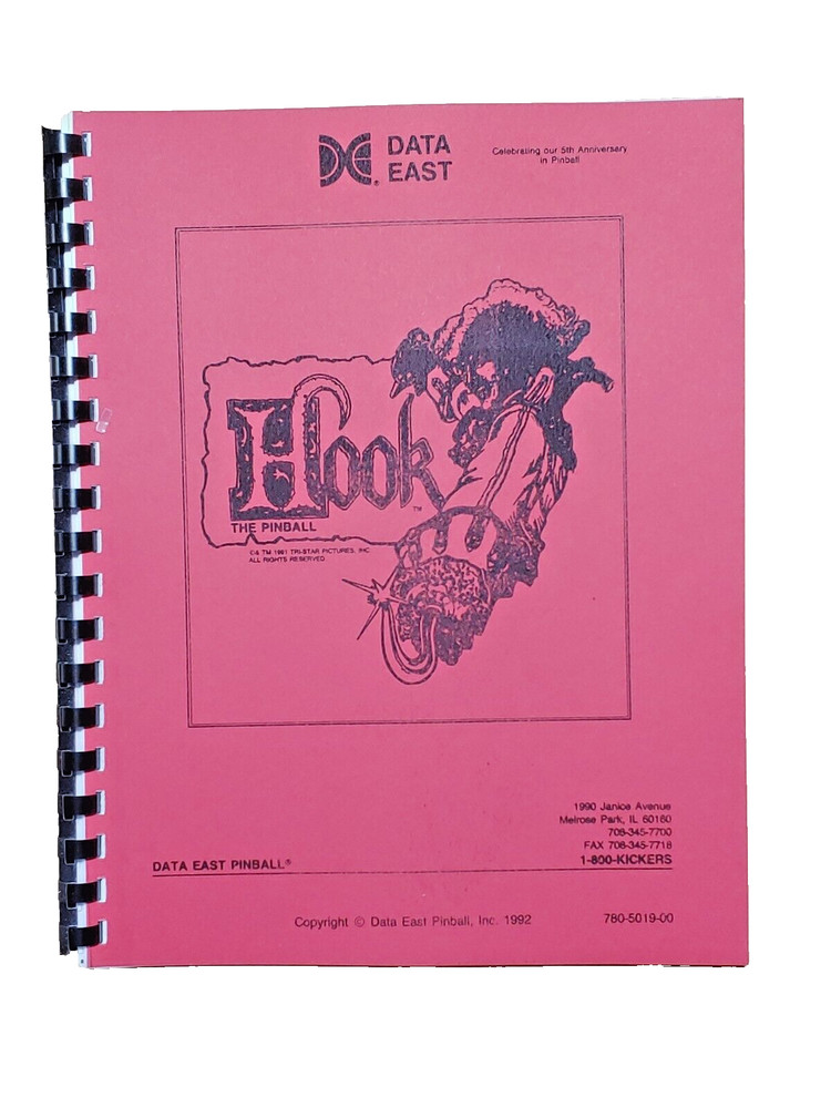 Hook, Data East Pinball Machine  manual