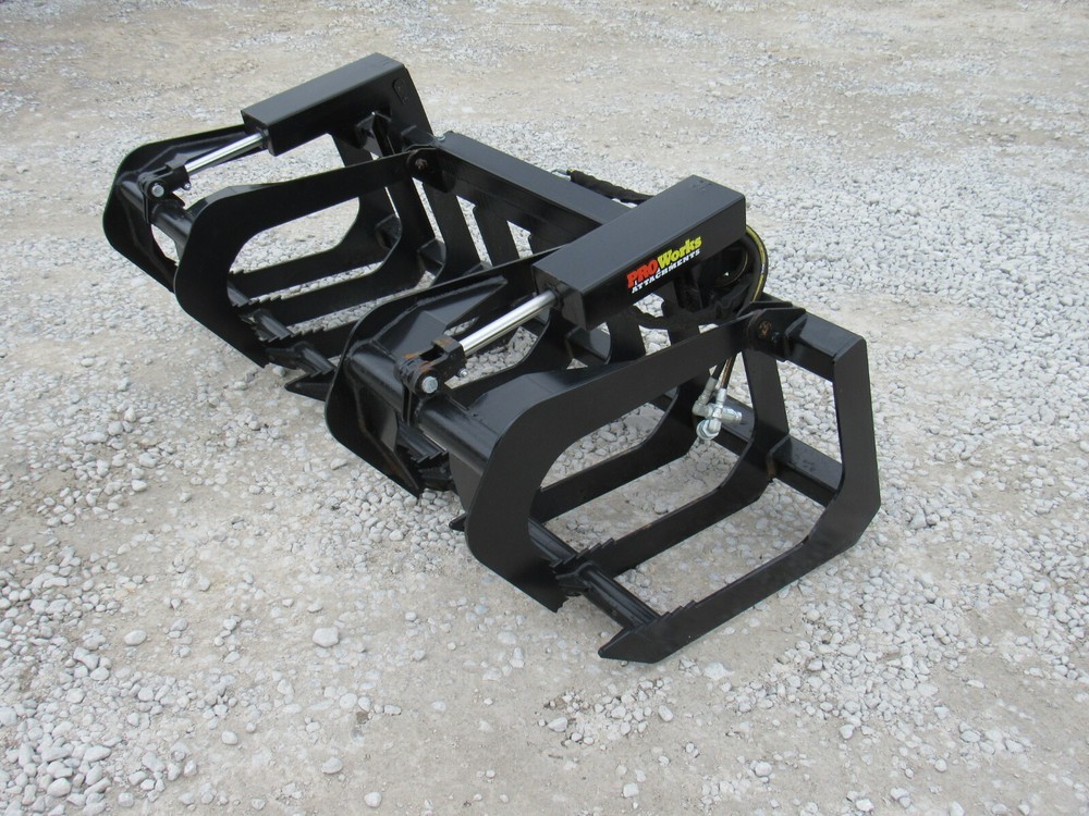 60" Root Grapple Grease and 48" Walk Through Pallet Forks Combo Quick Attach