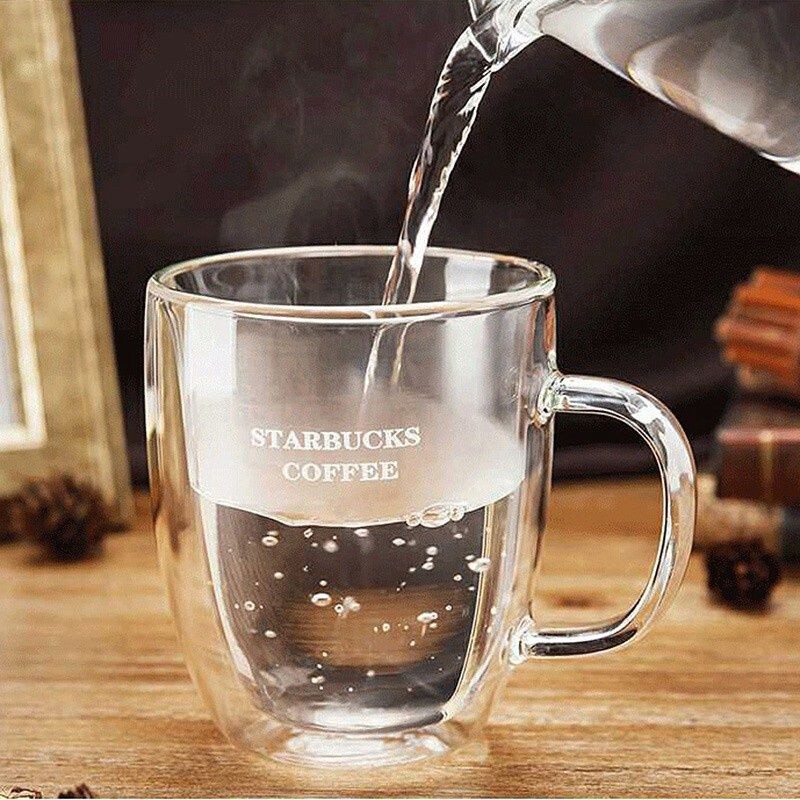 Starbucks Glass Cup Starbucks Coffee Cup Thickened Double-layer Cup Glass Mug