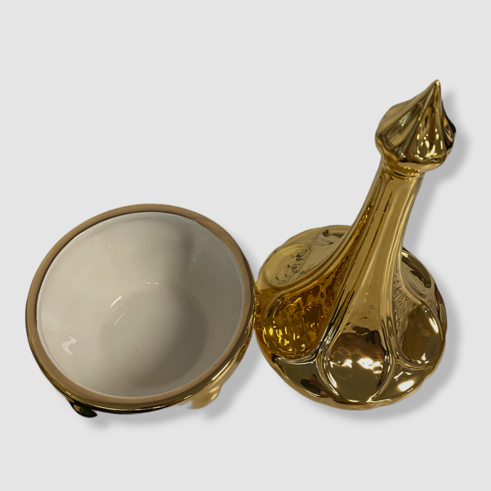 $80 Global Views Gold Ceramic Minaret India Small Jar