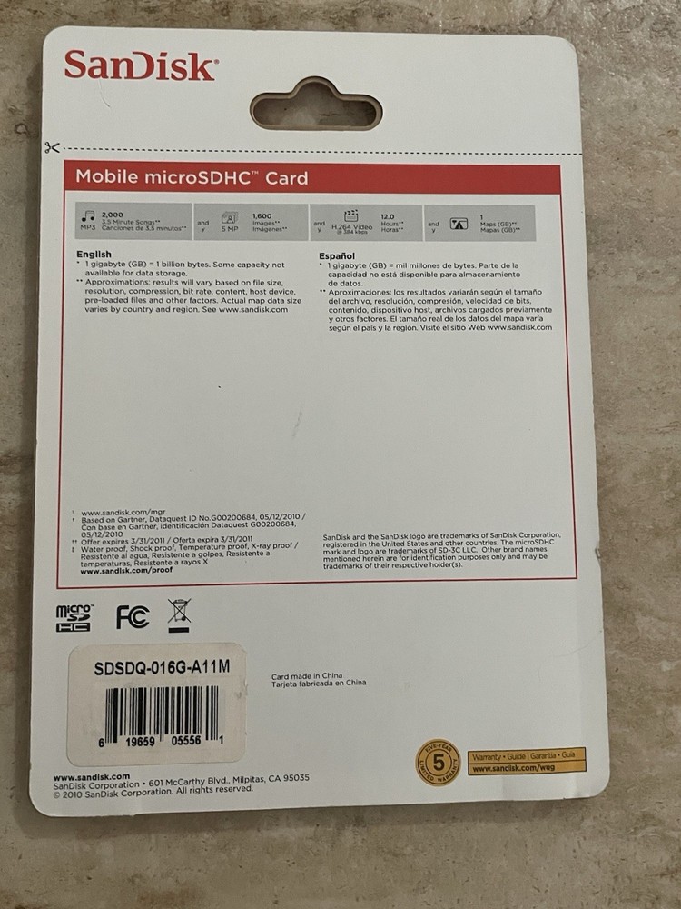 SanDisk 16GB Mobile Phone Micro SDHC Memory Card