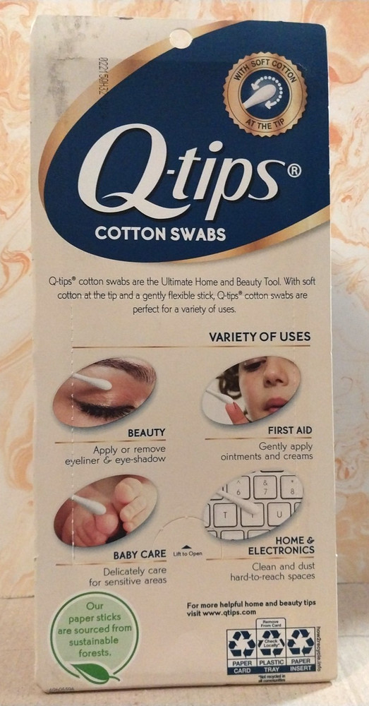 3X - Q-tips Cotton Swabs 625 Count (1875 Total)