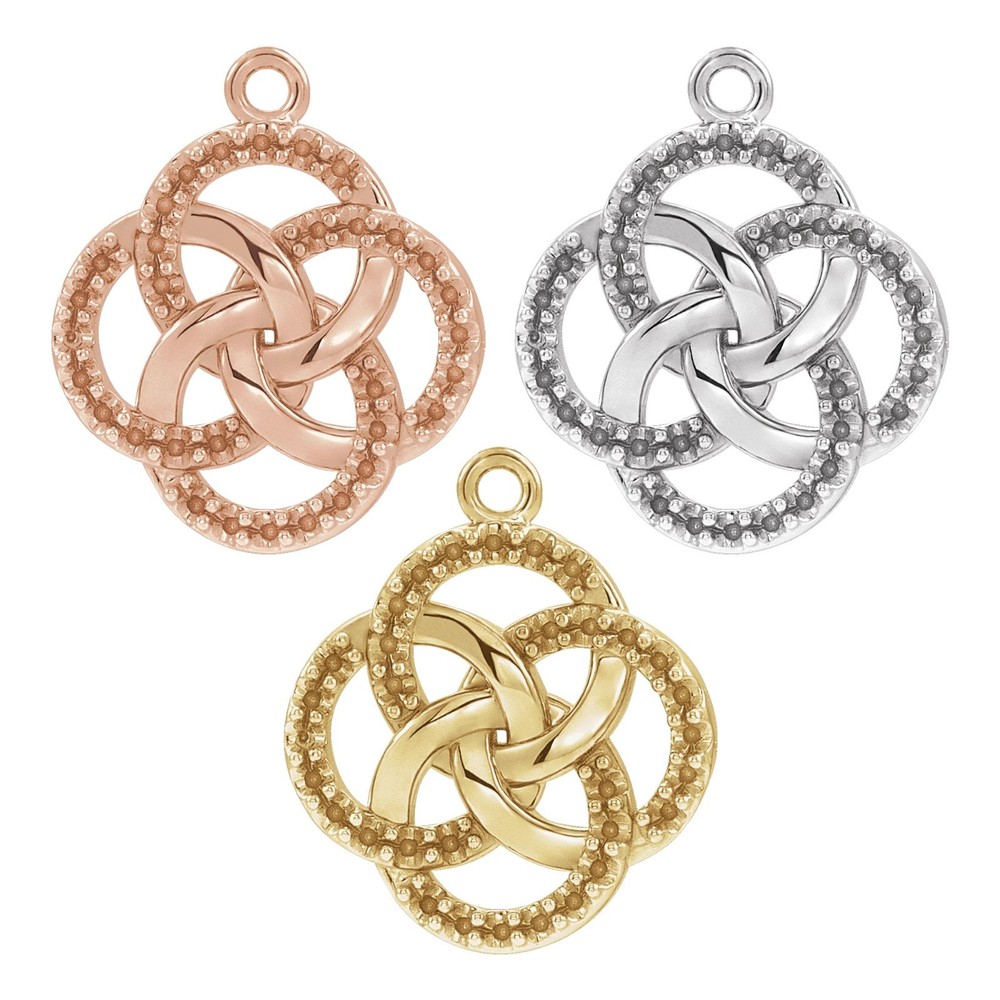 14K Gold, Platinum & Silver Accented Five-Fold Celtic-Inspired Pendant Mounting