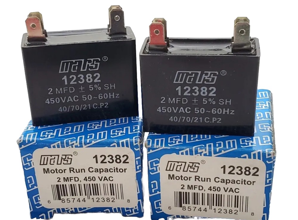 X2 Mars 12382 Motor Run Capacitors 2 MFD 450 VAC Square Mini Split 40/70/21