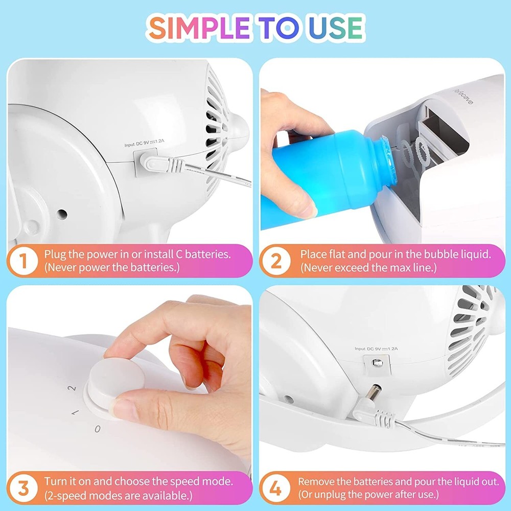 Bubble Machine Automatic Bubble Blower 5000+ Bubbles Per Minute for Kids Party