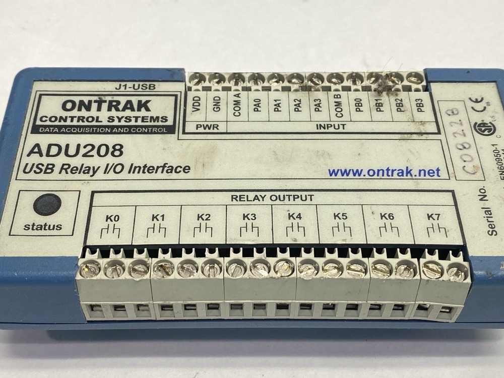 Ontrak Control Systems ADU208 USB Relay I/O Interface 5A 8-Channel