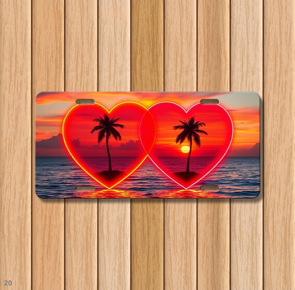 Colorful Couples Hearts Graphic Personalized Name License Plate Personalized Dec