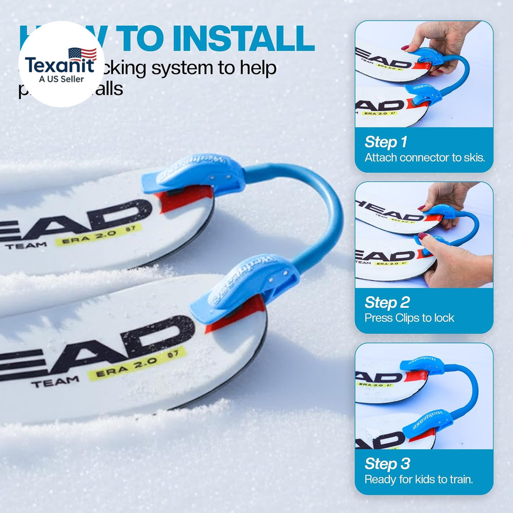 Wedgease Ski Tip Connector - Learn to Ski - Teaches Speed Control, Making a Wedg