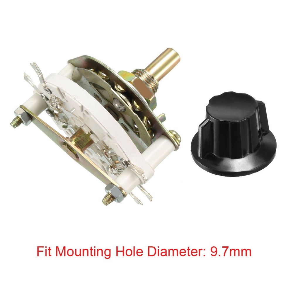 2P2T 2 Pole 2 Position 1 Deck Band Channel Rotary Switch Selector w Knobs