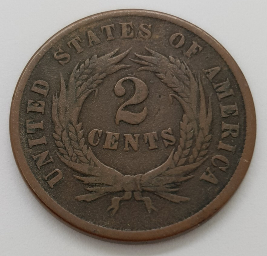 1865 US 2c Piece / Plain 5