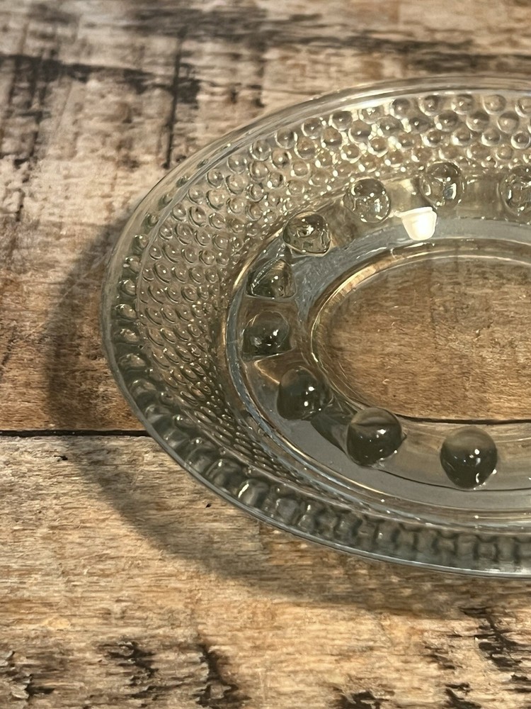 Clear Glass Ashtray Diamond Point Pattern Mid Century Home Decor