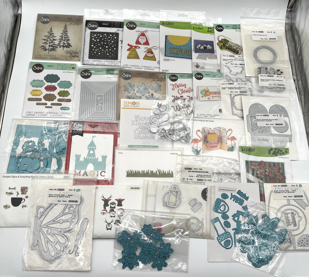Huge Sizzix Thinlits Cutting Dies Lot Mixed New & Used Scrapbooking Card Making