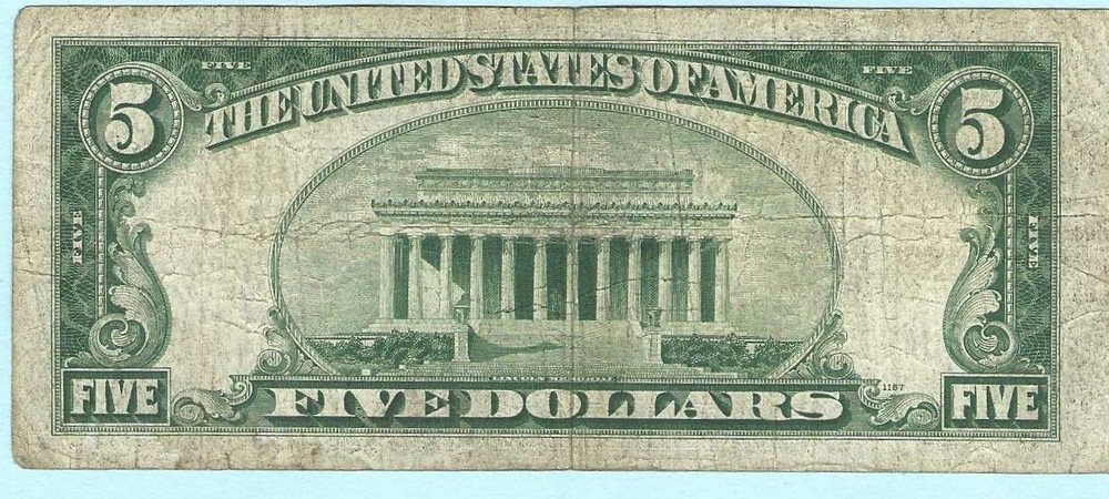 1934C 5 Dollar Silver Certificate, "N-A", Circulated