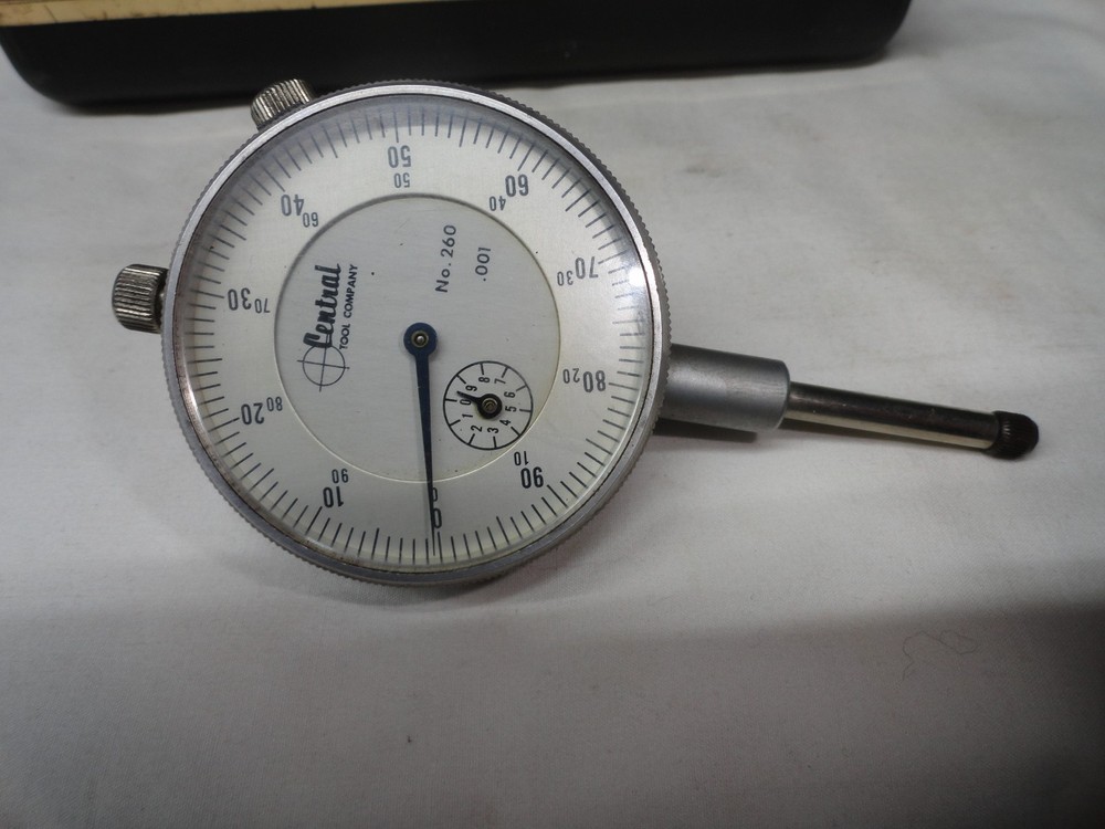 Vintage Central Tools 6410 0-1" Dial Indicator With Magnetic Base