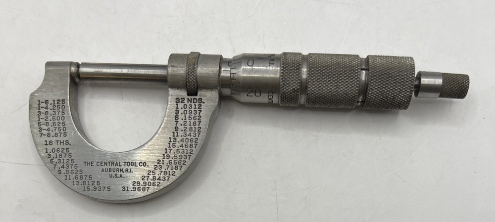 Vintage Central Tool Co Micrometer Original Hinged Box Auburn Rhode Island