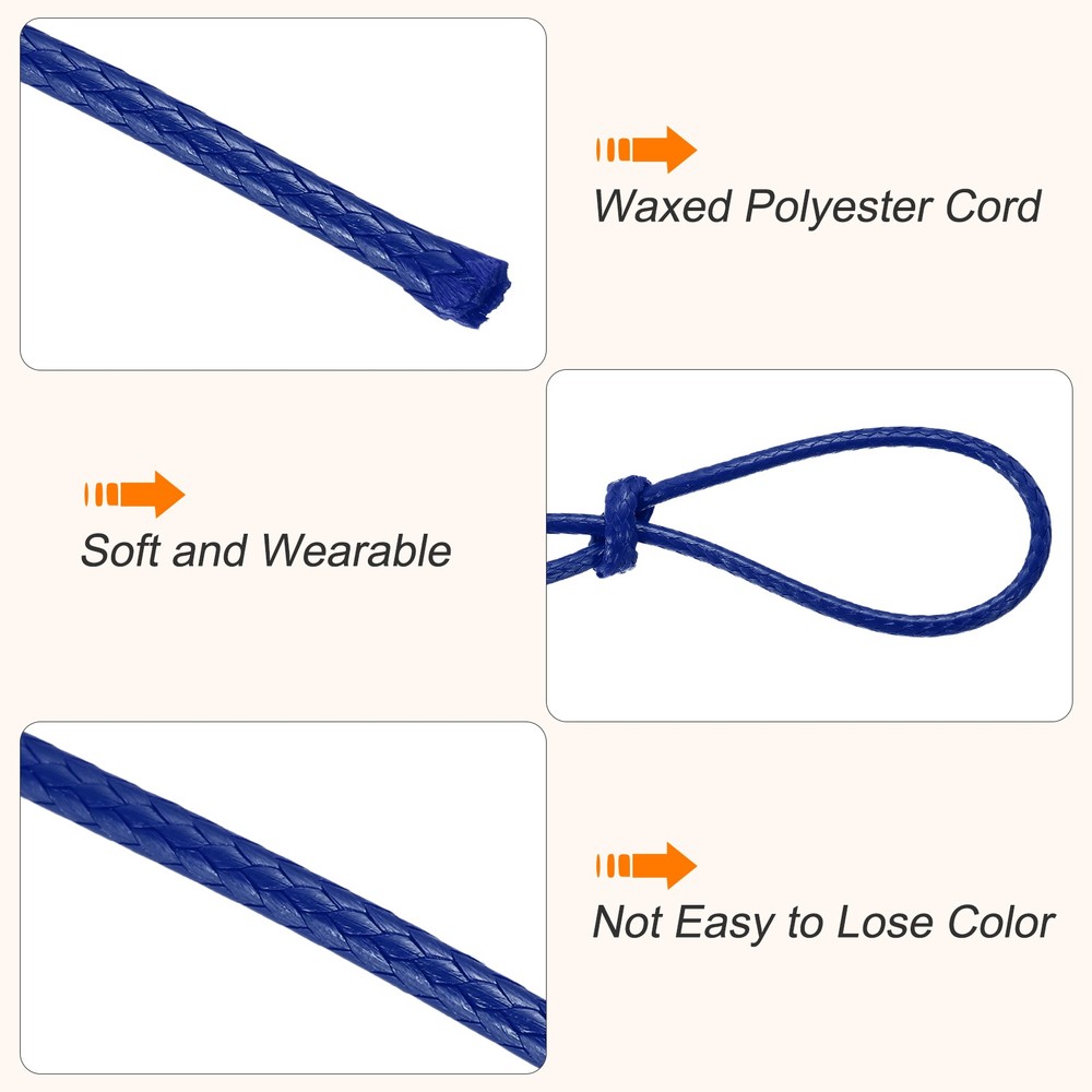 Waxed Cord 1mm Waxed Thread 87 Yard Wax String Leather Cord (Black)