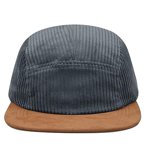 Classic Corduroy 5 Panel Caps Flat Brim Baseball Cap One Size D5ph05-gray