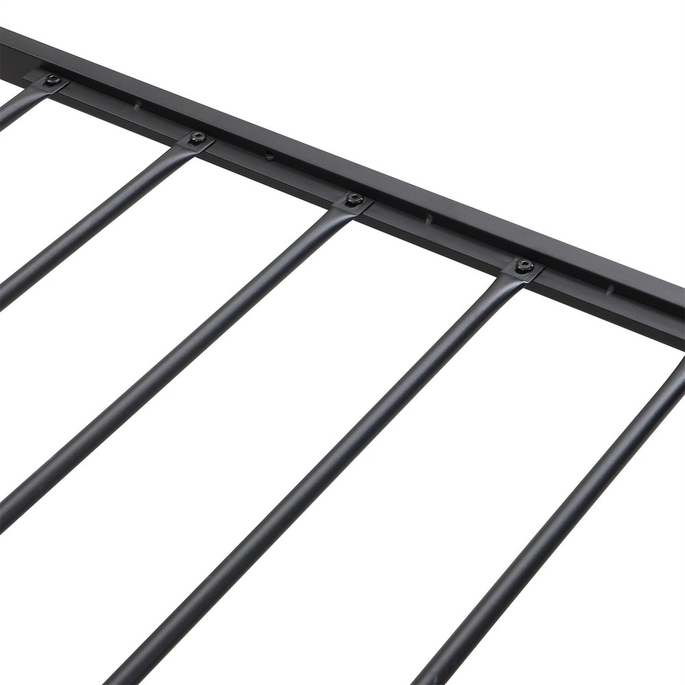 Queen Size Bed Frame w/ Upholstered Headboard Metal Platform Bed w/ 2 Drawers