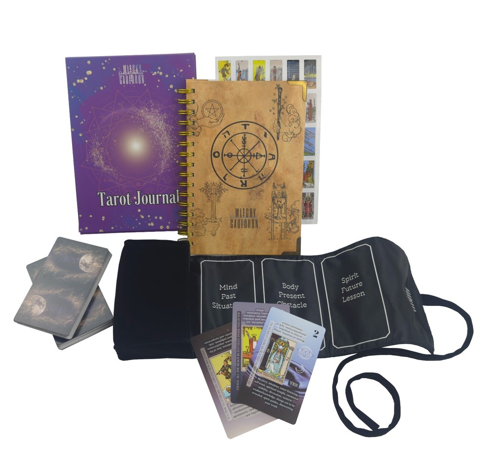 Tarot Learning Set: Learning Tarot Cards, Satin Tarot Wrap and Tarot Journal