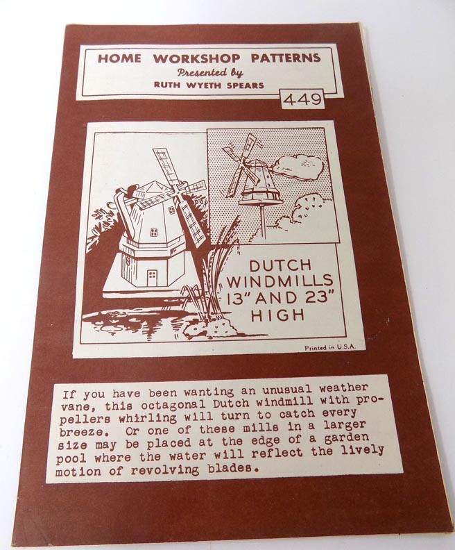 Ruth Wyeth Spears Home Workshop Pattern Windmill Weathervanes Whirling Blades