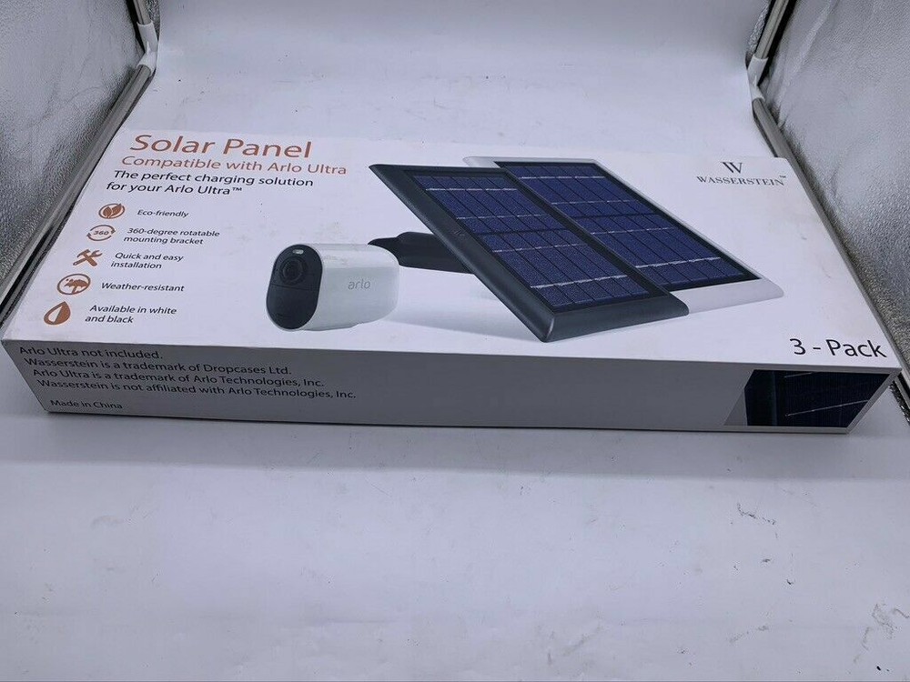Wasserstein Arlo Ultra, Ultra 2, Pro 3, Pro 4, Black Solar Panel (3-Pack)