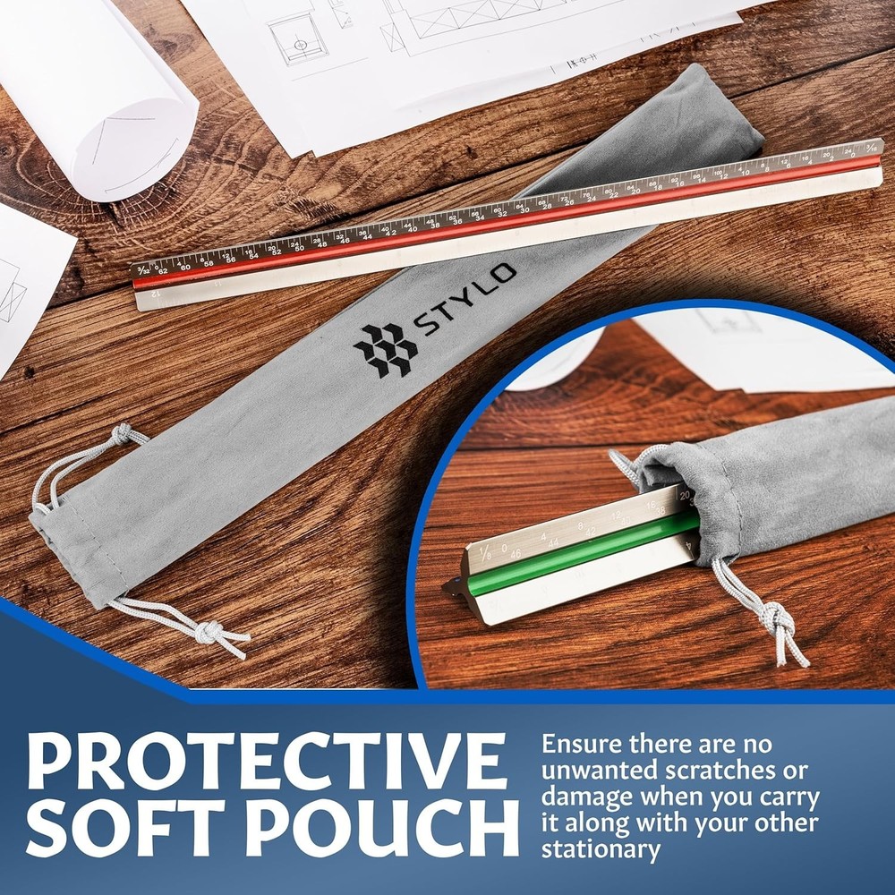 Color-Coded 12" Architectural Scale Ruler - Safe Design & Supreme Precision