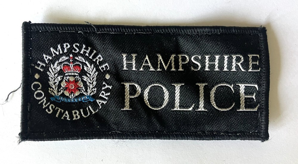 Obsolete British Hampshire Police rectangular patch, 3.5 inches wide
