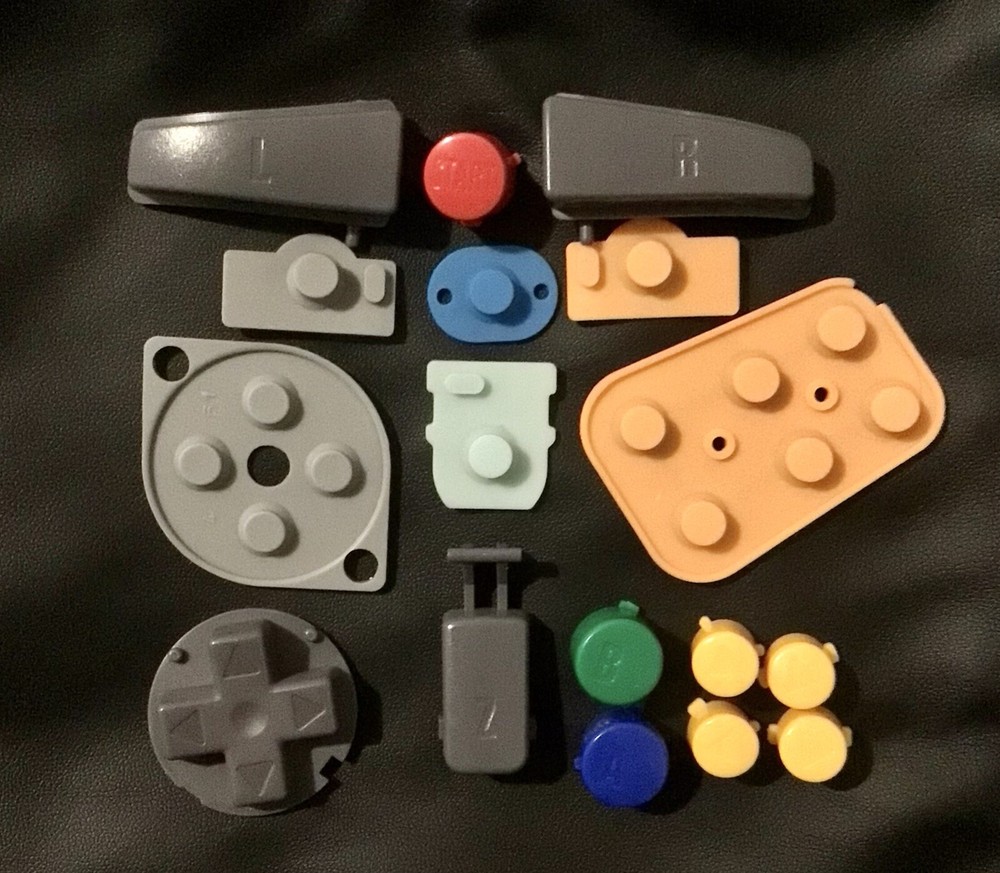 Authentic OEM Nintendo 64 N64 Replacement All Controller Buttons + Pads Full Set