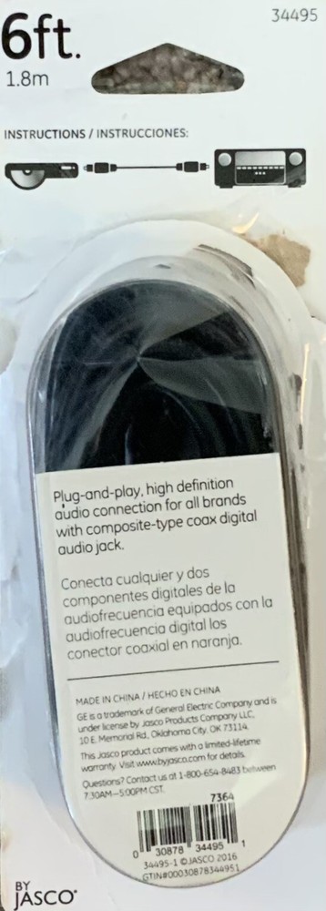 GE - Digital Audio Coax Cable - 6 Foot