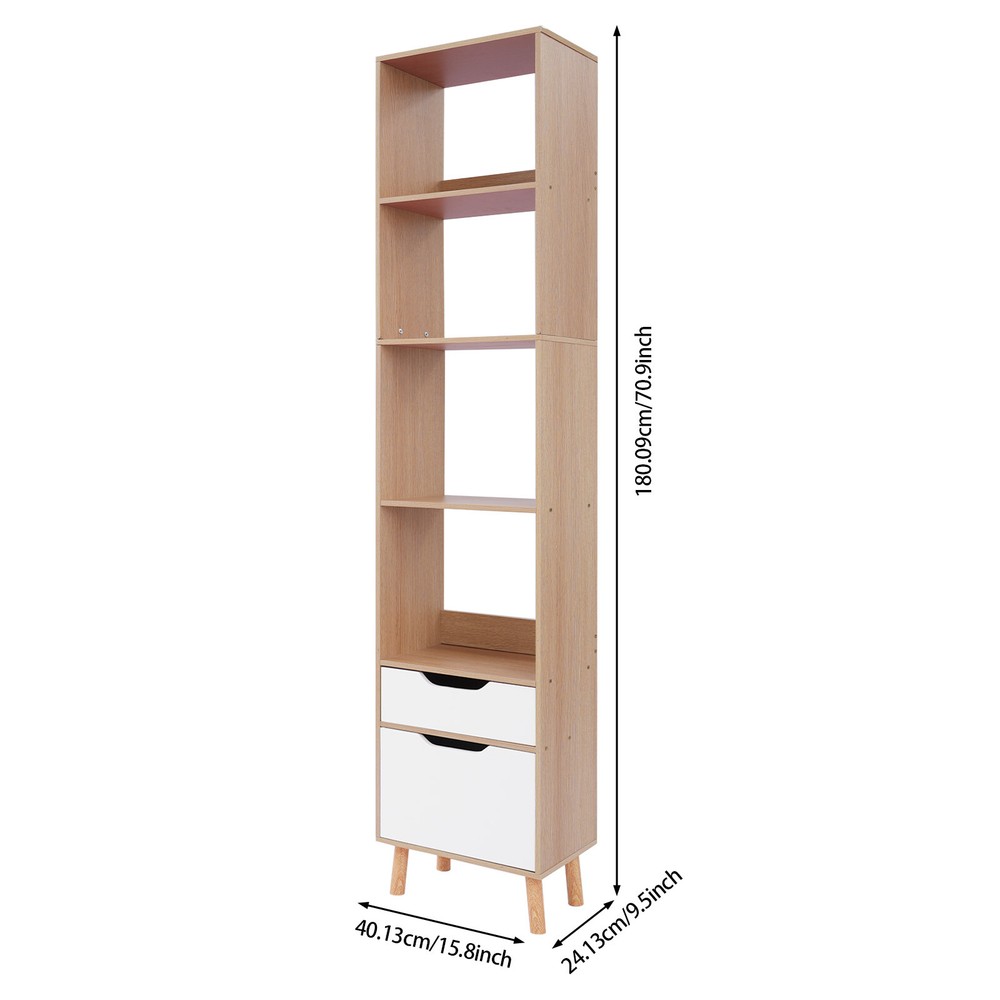 Bookshelf with Drawers, Bookcase Storage Organizer, Floor Standing Storage Rack