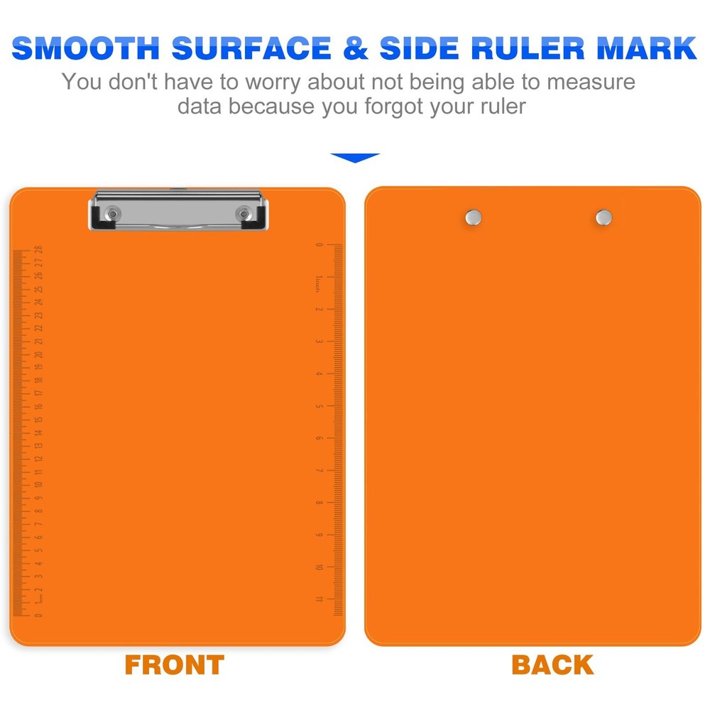 15 Pack Plastic Clipboards A4 Letter Size Assorted Colors Low Profile Clips