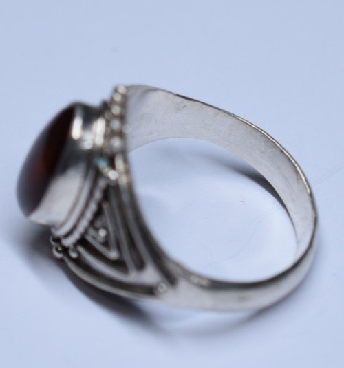 Southwestern Sterling Silver Amber Ring Size 8 Authentic Design