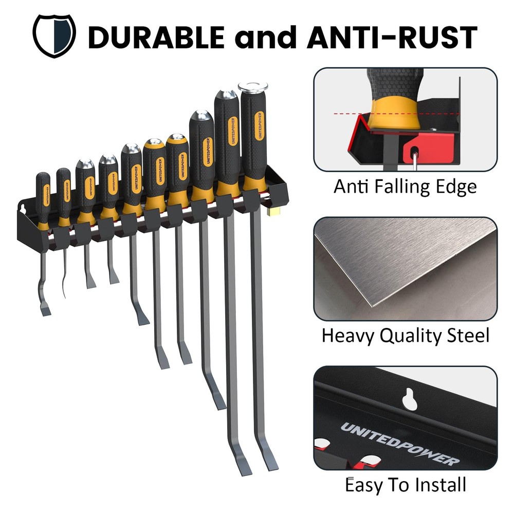 Lockable Pry Bar Holder: Wall Mount Rack for Tools & Extensions - Holds 10+