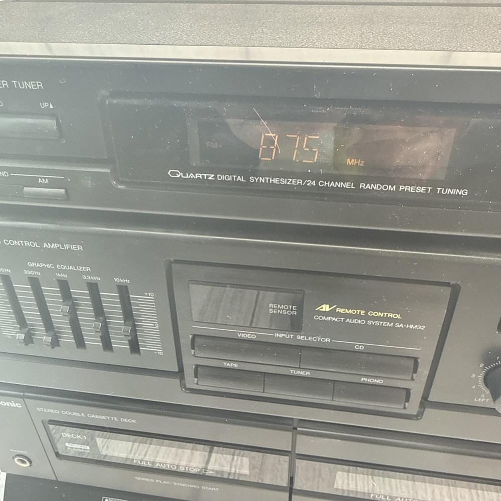 Vintage Panasonic Compact Audio System SA-HM32 Dual Cassette Player Remote Works