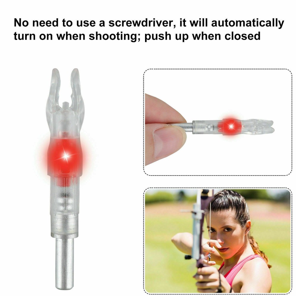 6/12Pc Automatic LED Shooting Archery Arrows Lighted Nocks 6.2mm Arrow Nock Tail