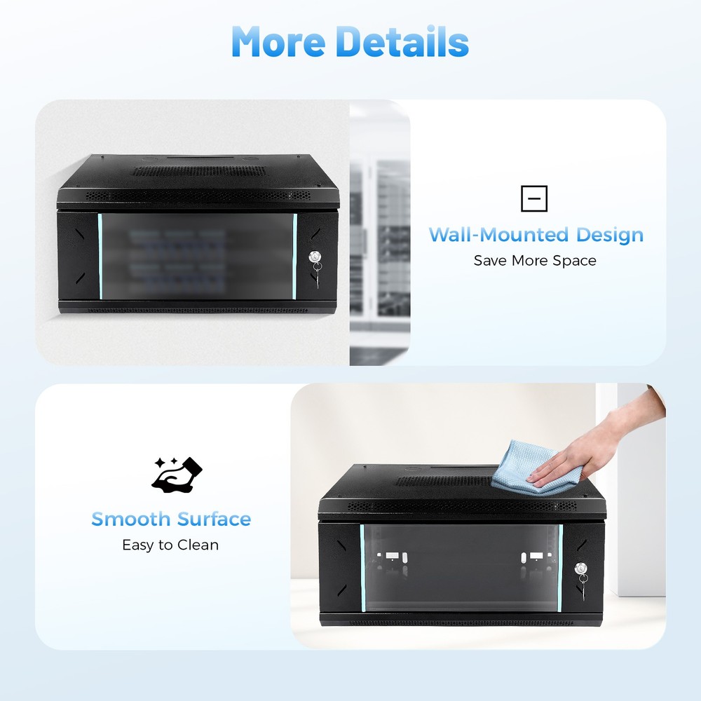 4U Server Cabinet Case Wall Mount Network Server Data Cabinet Enclosure Rack