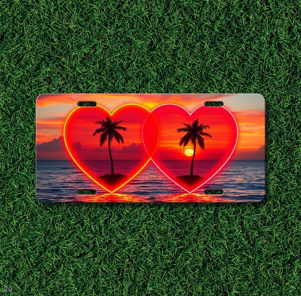 Colorful Couples Hearts Graphic Personalized Name License Plate Personalized Dec