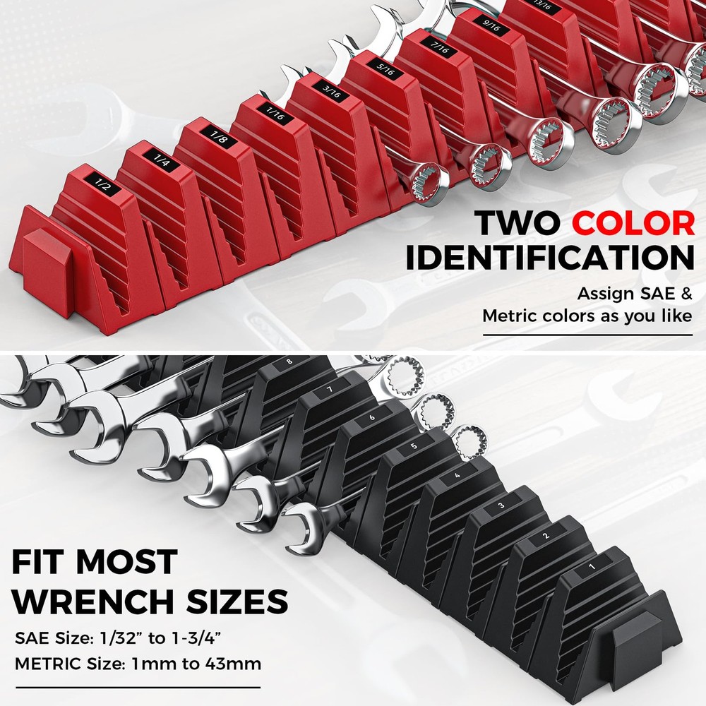 Magnetic Wrench Organizer Set - Modular Tool Storage Rack for Tool Box - 48PC