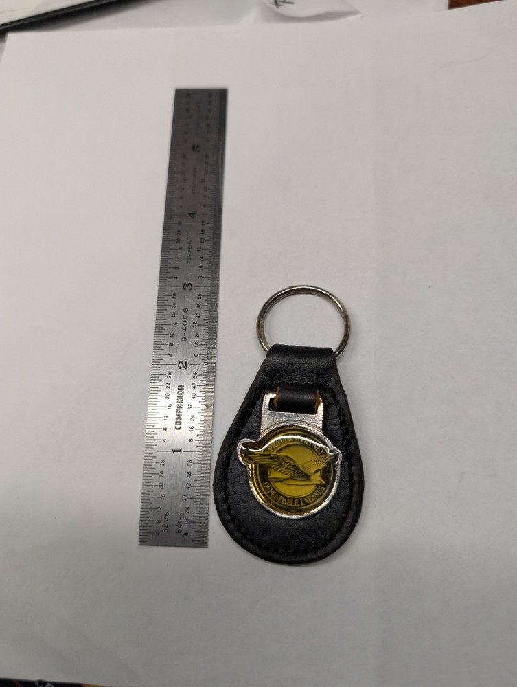 Vintage Pratt & Whitney Dependable Engines Leather & Enamel Keychain