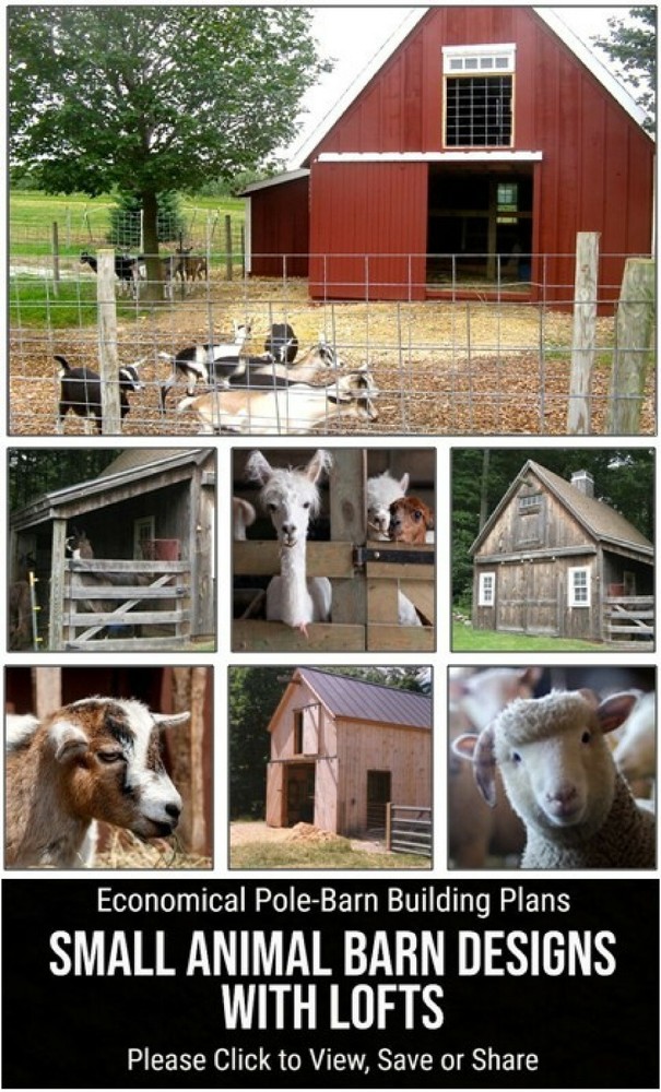 3 Small Animal Barn Designs- Complete Pole-Barn Construction Plans (B2)