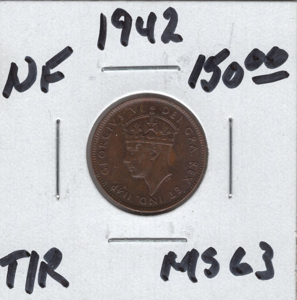 1942 Newfoundland 1 Cent Coin - BU