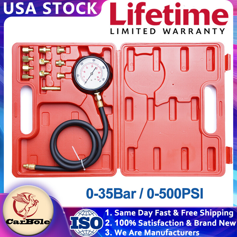 Engine Compression Tester Tool kit Gas Engine Cylinder Pressure Gauge 0-35Bar US