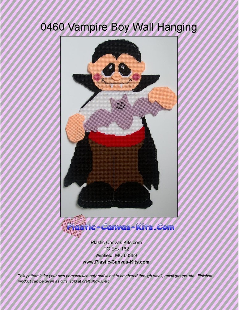 Halloween Vampire Boy Wall Hanging-Plastic Canvas Pattern or Kit