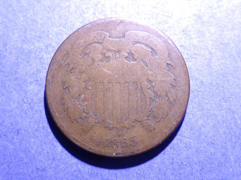 1865 Plain 5 Two Cent Good-