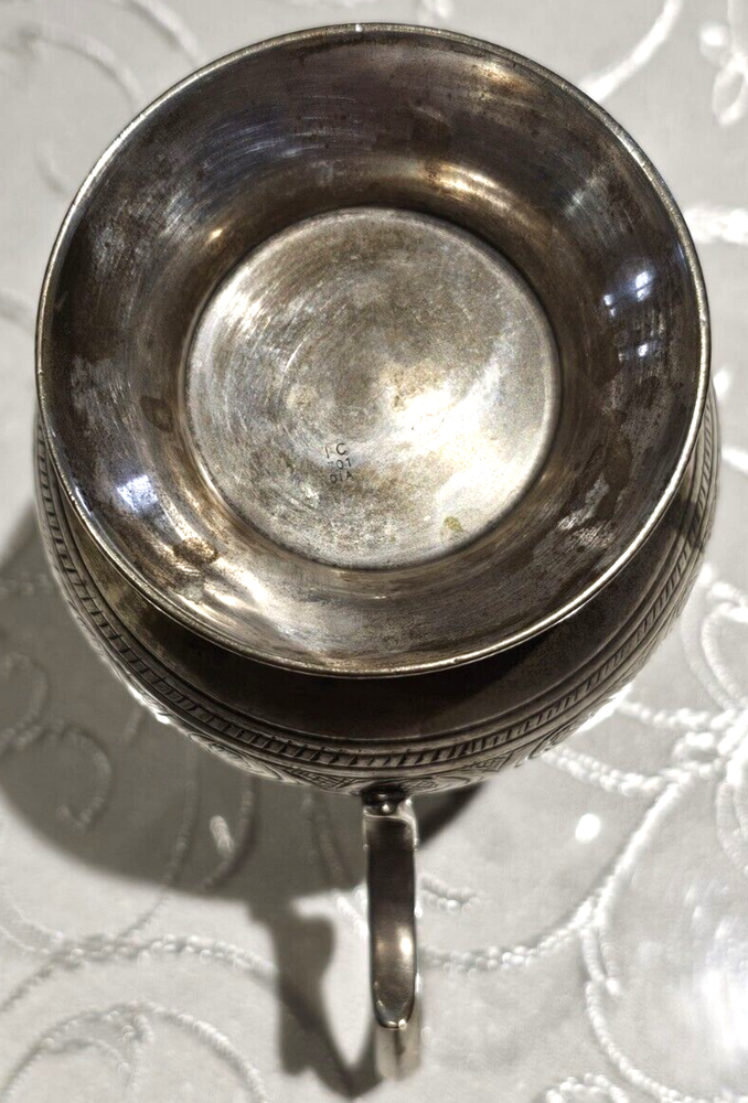 Vintage Melchior Silverplate Etched Creamer & Sugar Bowle EIC India