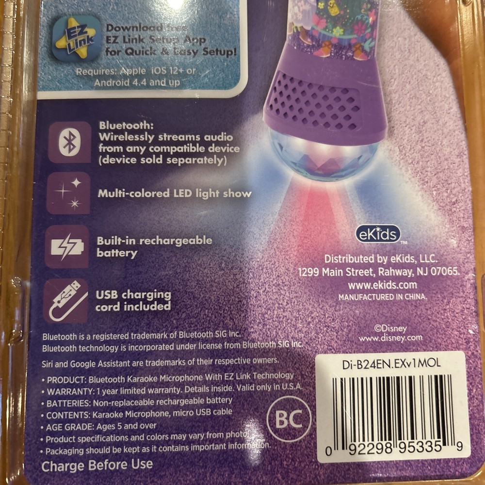 NEW eKids Disney Encanto Karaoke Microphone with Bluetooth Speaker Wireless