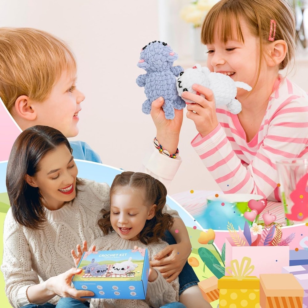 Crochet Kit for Beginners-2PCS Kitty Crochet Kit with Step-by-Step Video Tuto...