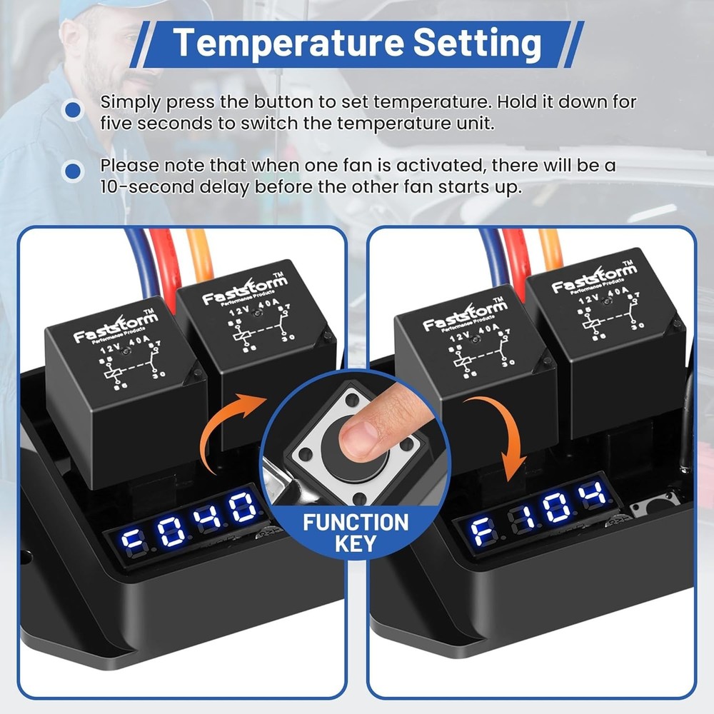 Dual Electric Fan Switch Kit 12V/24V