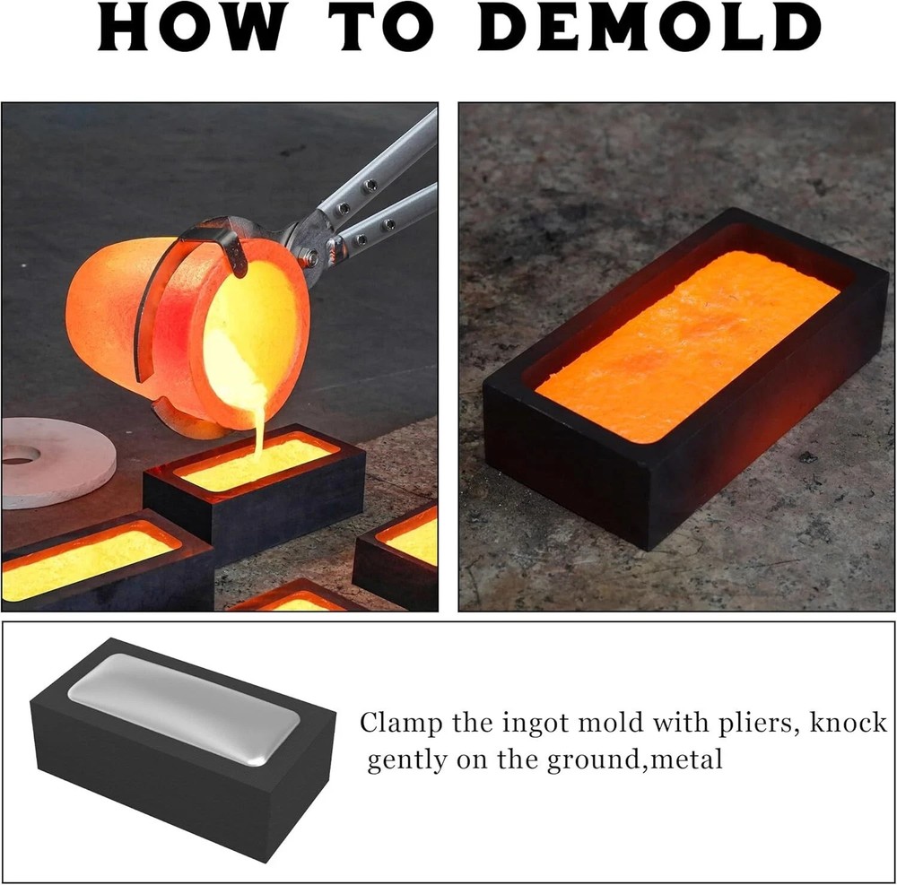 1kg Graphite Ingot Molds,Metal Melting Refining Tools for Casting Gold Silver
