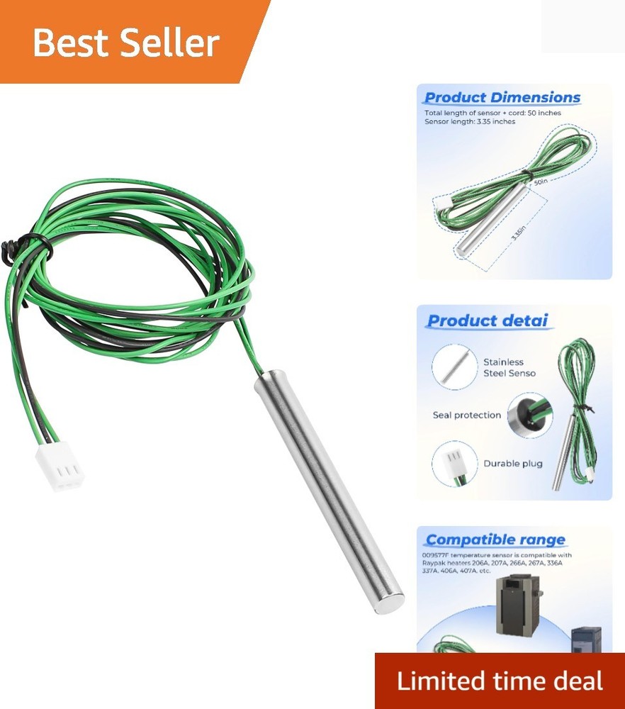 Raypak Compatible Pool Heater Sensor with ±10% Measurement, Durable Materials